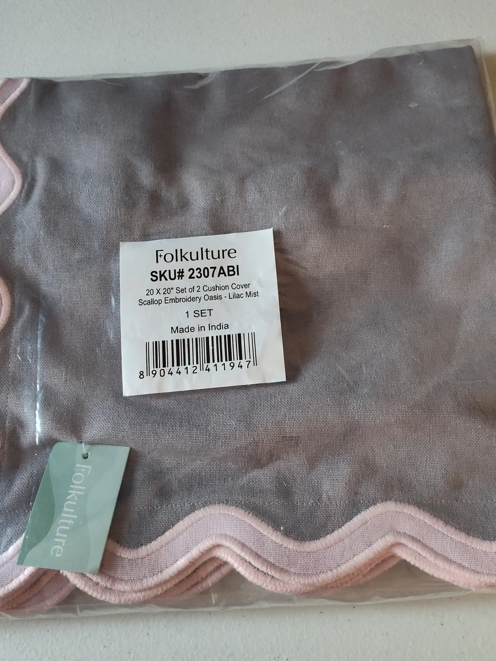 Set of 2 Throw Pillow Cover Scallop Embroidery Oasis - Lilac Mist